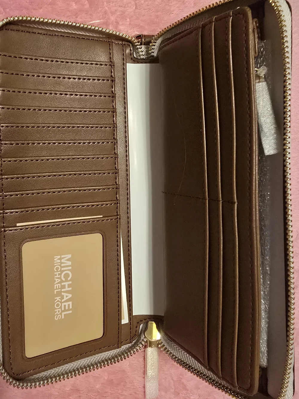 Michael Kors Beige Logo Wristlet Wallet